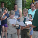 Post 594 Flag Day 2017 - Post 594 and Boy Scouts read the retirement ceremony while a flag is folded. Post 594 Flag Day 2017