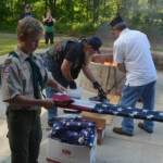 Post 594 Flag Day 2017 - Flags are folded prior to being burned. Post 594 Flag Day 2017
