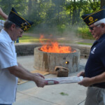 Post 594 Flag Day 2017 - Flags are folded prior to being burned. Post 594 Flag Day 2017