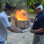 Post 594 Flag Day 2017 - Flags are folded prior to being burned. Post 594 Flag Day 2017