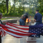 Post 594 Flag Day 2017 - Flags are folded prior to being burned. Post 594 Flag Day 2017