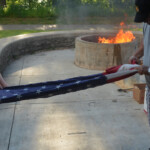 Post 594 Flag Day 2017 - Flags are folded prior to being burned. Post 594 Flag Day 2017